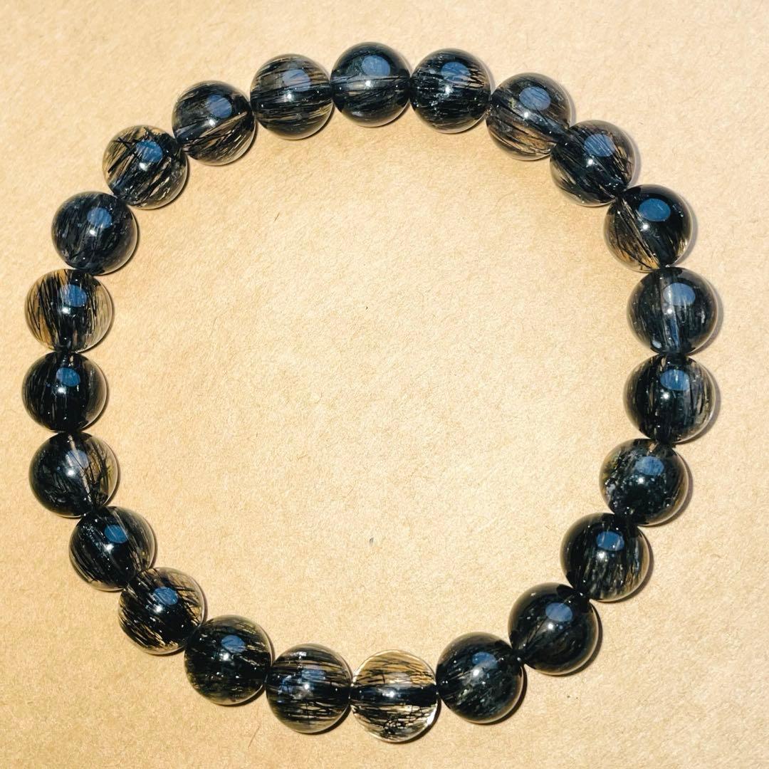 【超高品質・現品】ブラックルチルクォーツ 天然石 ブレスレット 8mm 黒針綺麗