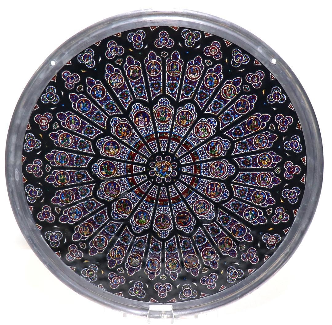 ノートルダム大聖堂 ラージサイズ ヴィンテージ ステンドグラス 北のバラ窓 教会