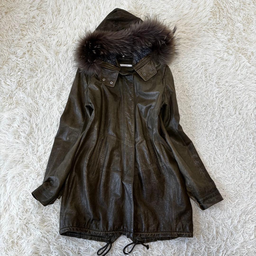 CURATOR✨3way フィッシュテール レザーモッズコート　フード　羊革