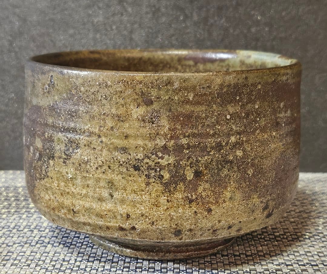 信楽出身　益子窯　名工 三代 寺坂常楽 作　 灰釉　茶碗　抹茶茶碗　茶道具　茶器