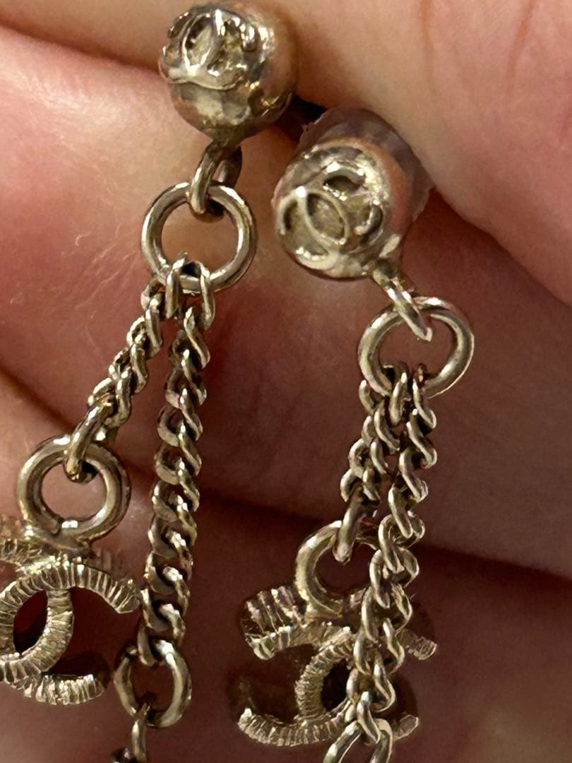 CHANEL ロゴ　ピンクパール　ピアス