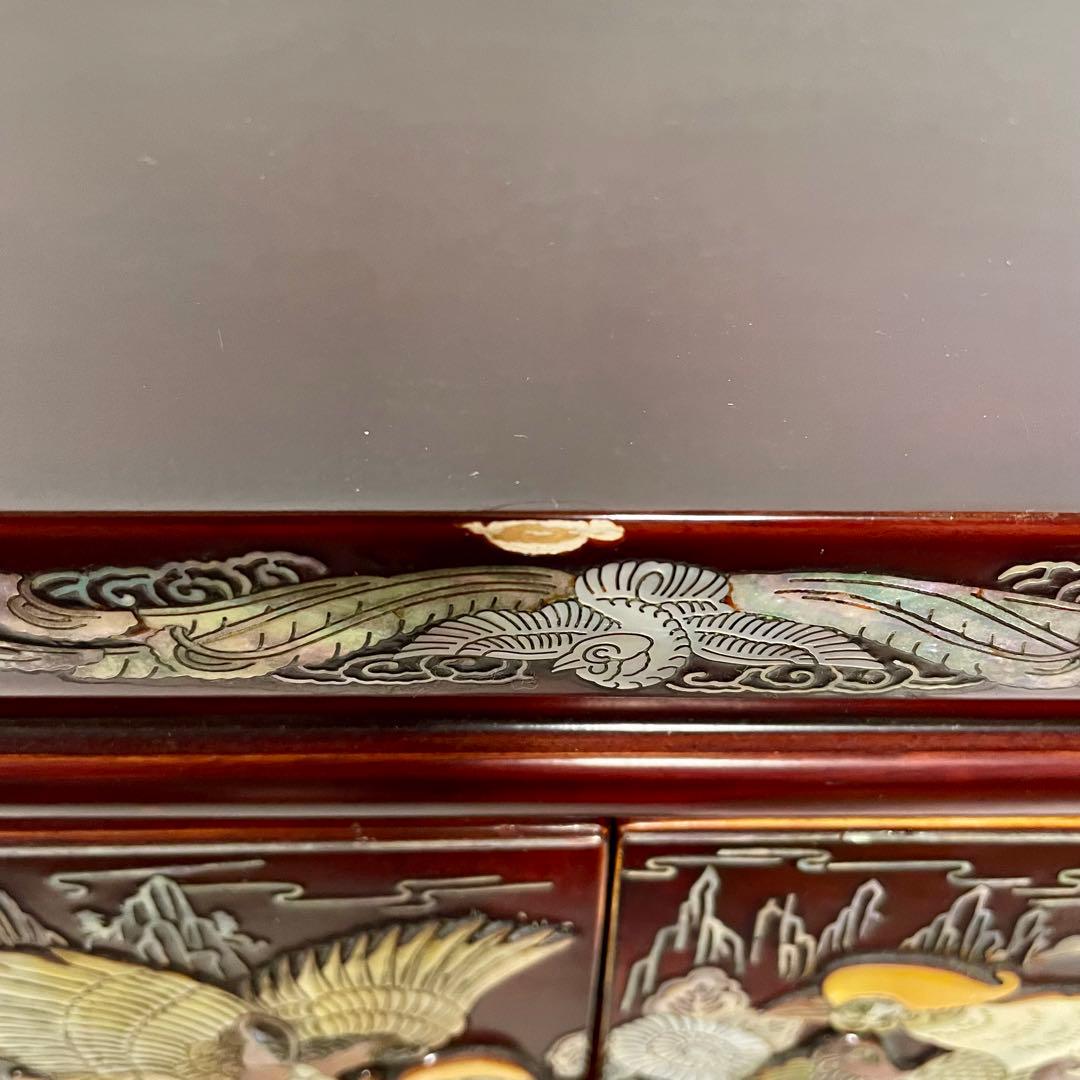 螺鈿細工 希少 小物入れ 花鳥模様 アクセサリーケース 宝石箱 ミニ箪笥