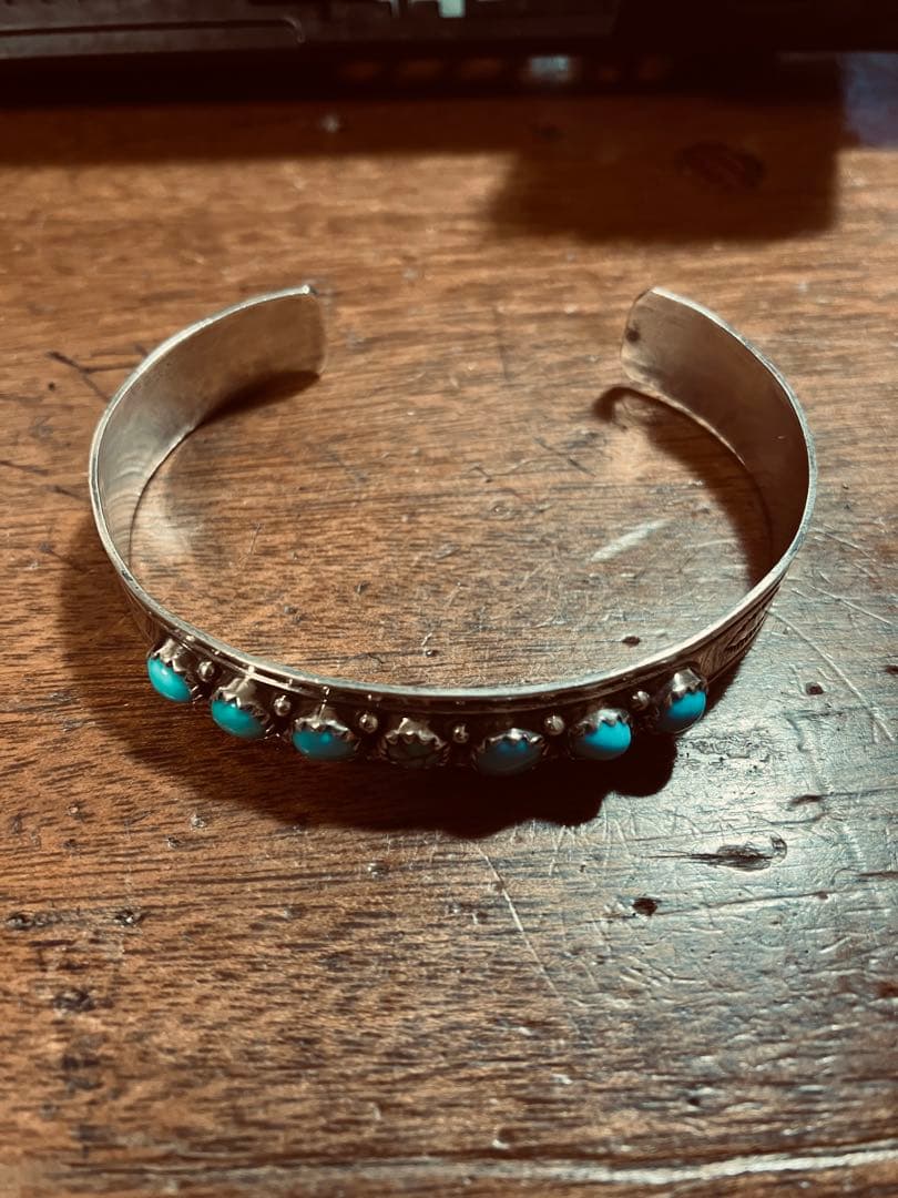 Navajo バングル T.yazzie STERLING ナバホ族 ターコイズ