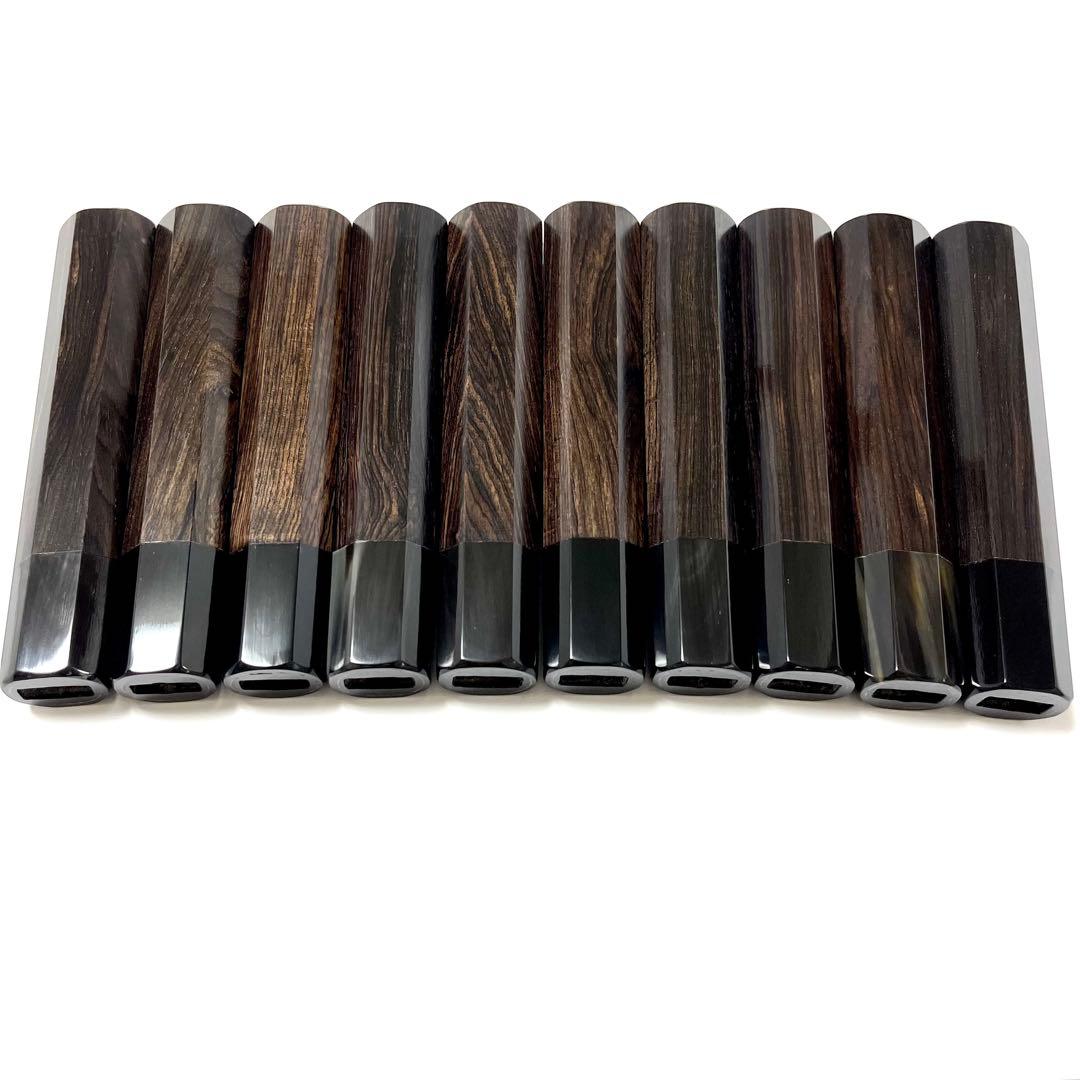 10本セット 黒水牛角 身卸出刃8寸 手作り 包丁柄 出刃240 黒檀八角柄
