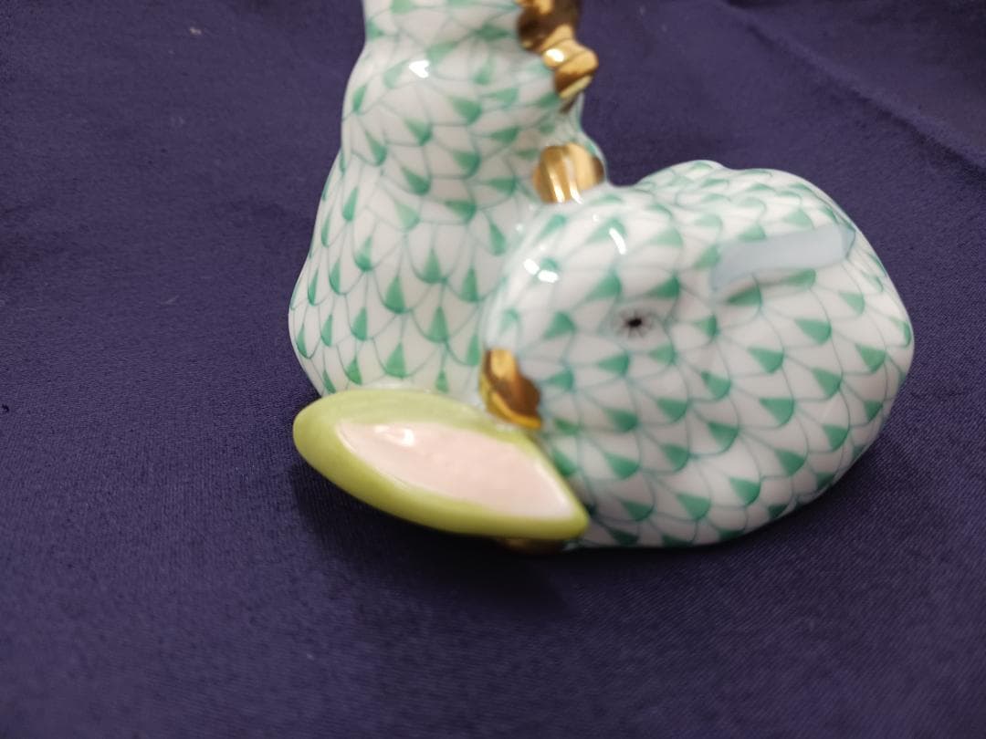 〔値下げ‼〕【HEREND】ヘレンド/フィギュリン うさぎペア　グリーン