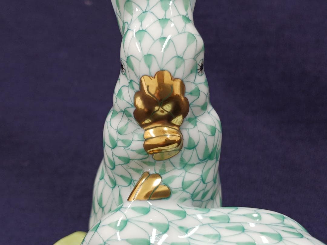 〔値下げ‼〕【HEREND】ヘレンド/フィギュリン うさぎペア　グリーン