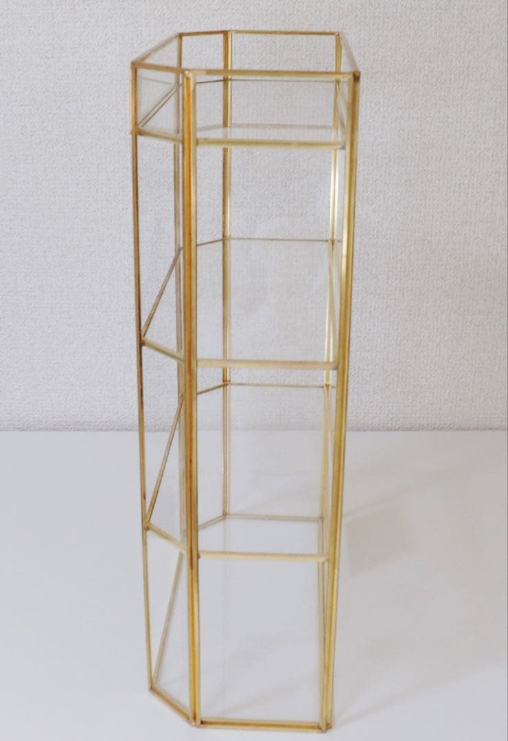 サリュ ガラス4段ラック salut! ディスプレイラック 棚 収納 ゴールド系