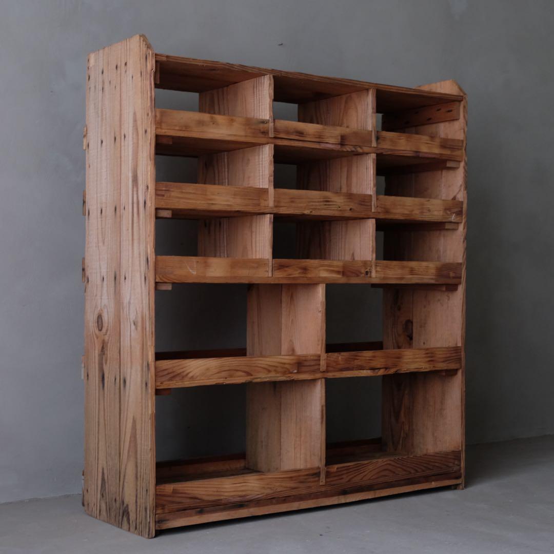 杉材 マス目収納棚　飾り棚 シェルフ ラック 古家具 古道具 アンティーク