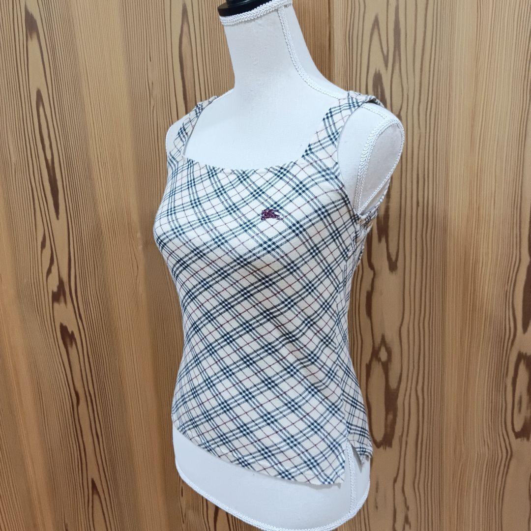 バーバリーブルーレーベル ノバチェック柄タンクトップ 背中リボン 38