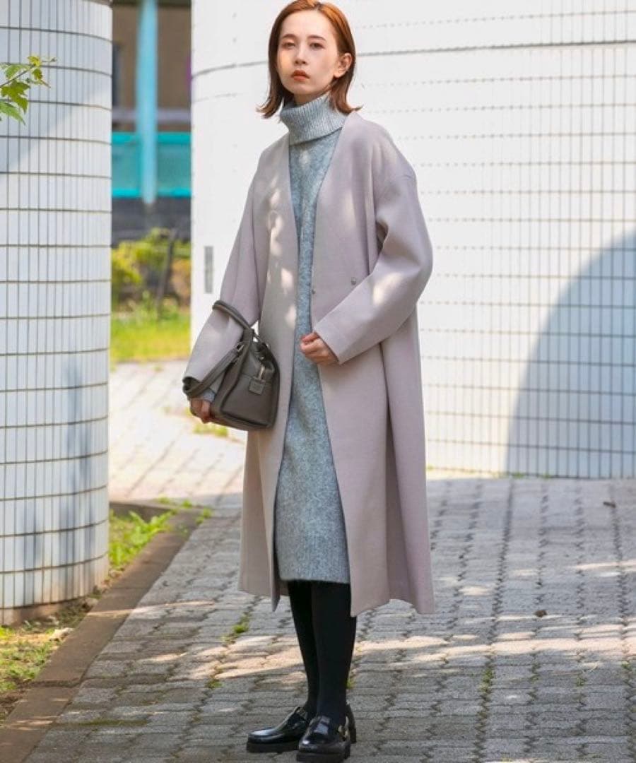 新品◾️アーバンリサーチロッソ　ビーバーVネックノーカラーコートROSSO