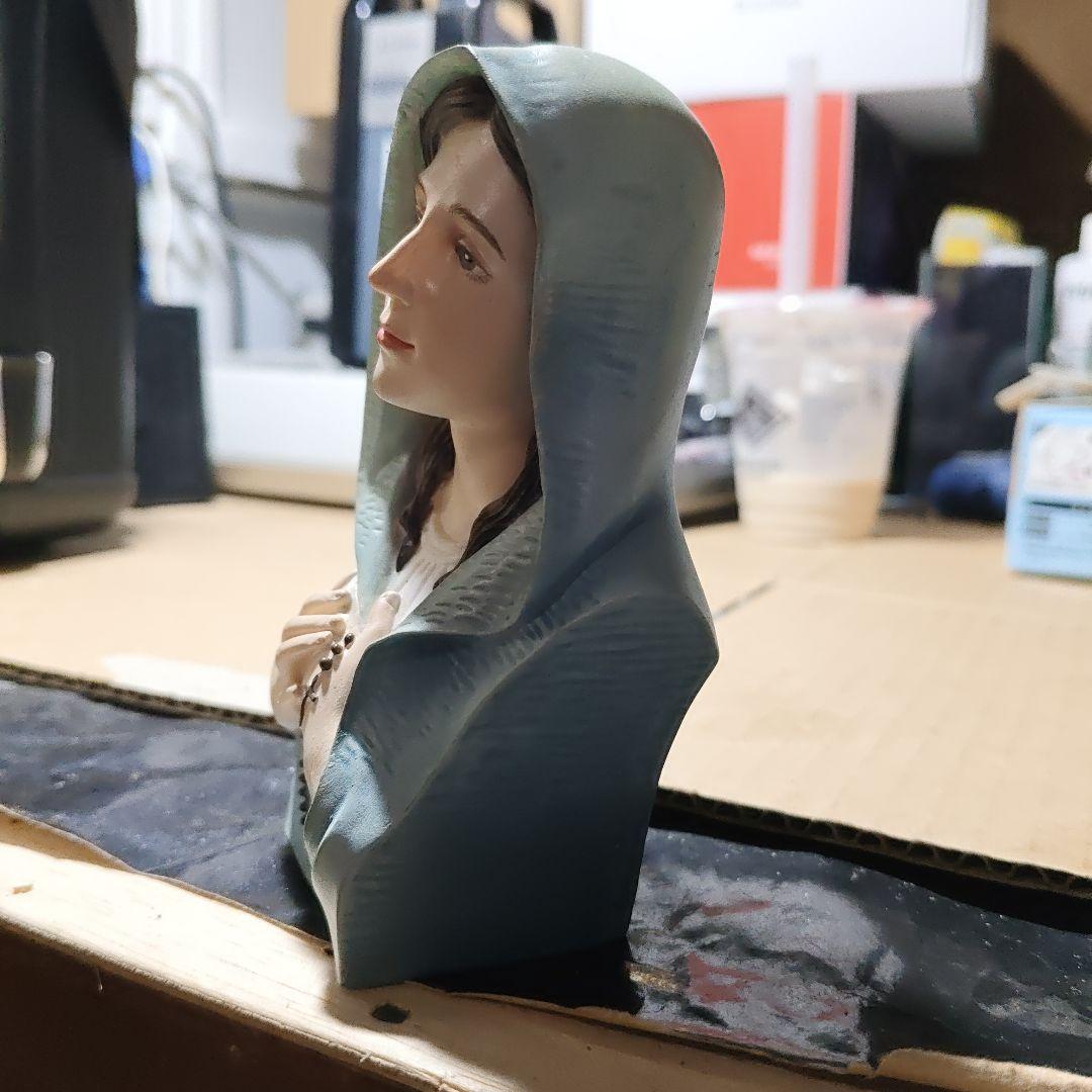 青と白の聖母像 置物 約12cm