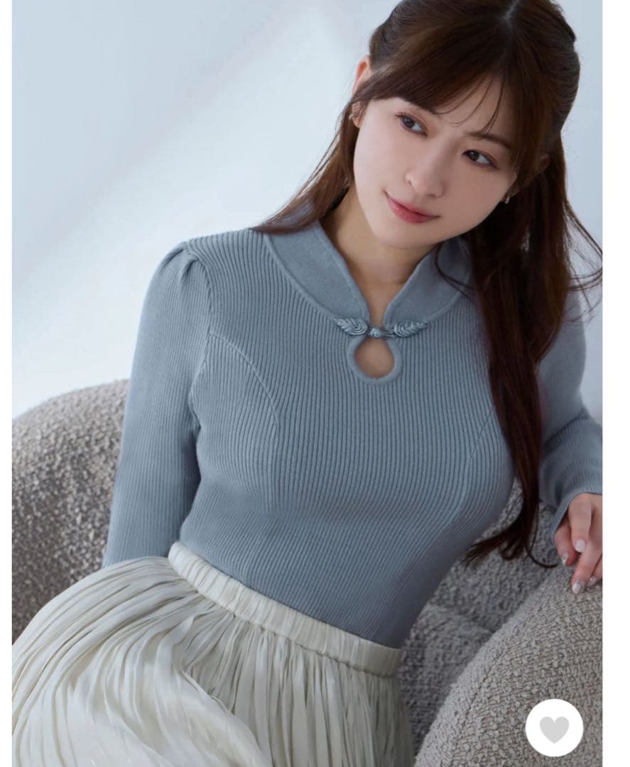 OverE チャイナパネルニット U65 スモーキーブルー