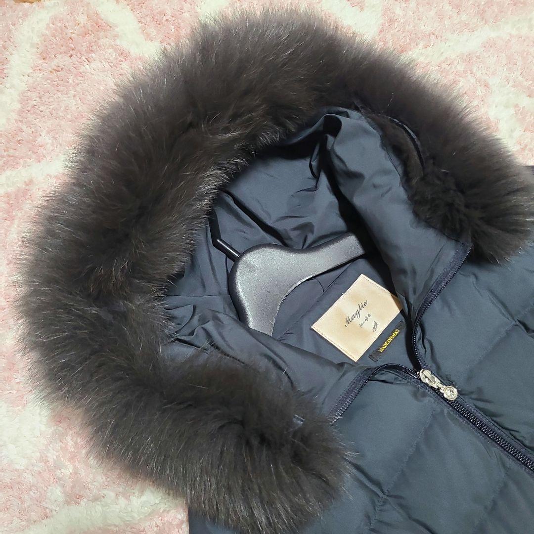 【限定値下げ】Maglie ネイビー ダウンコート　7号　フォックスファー　美品
