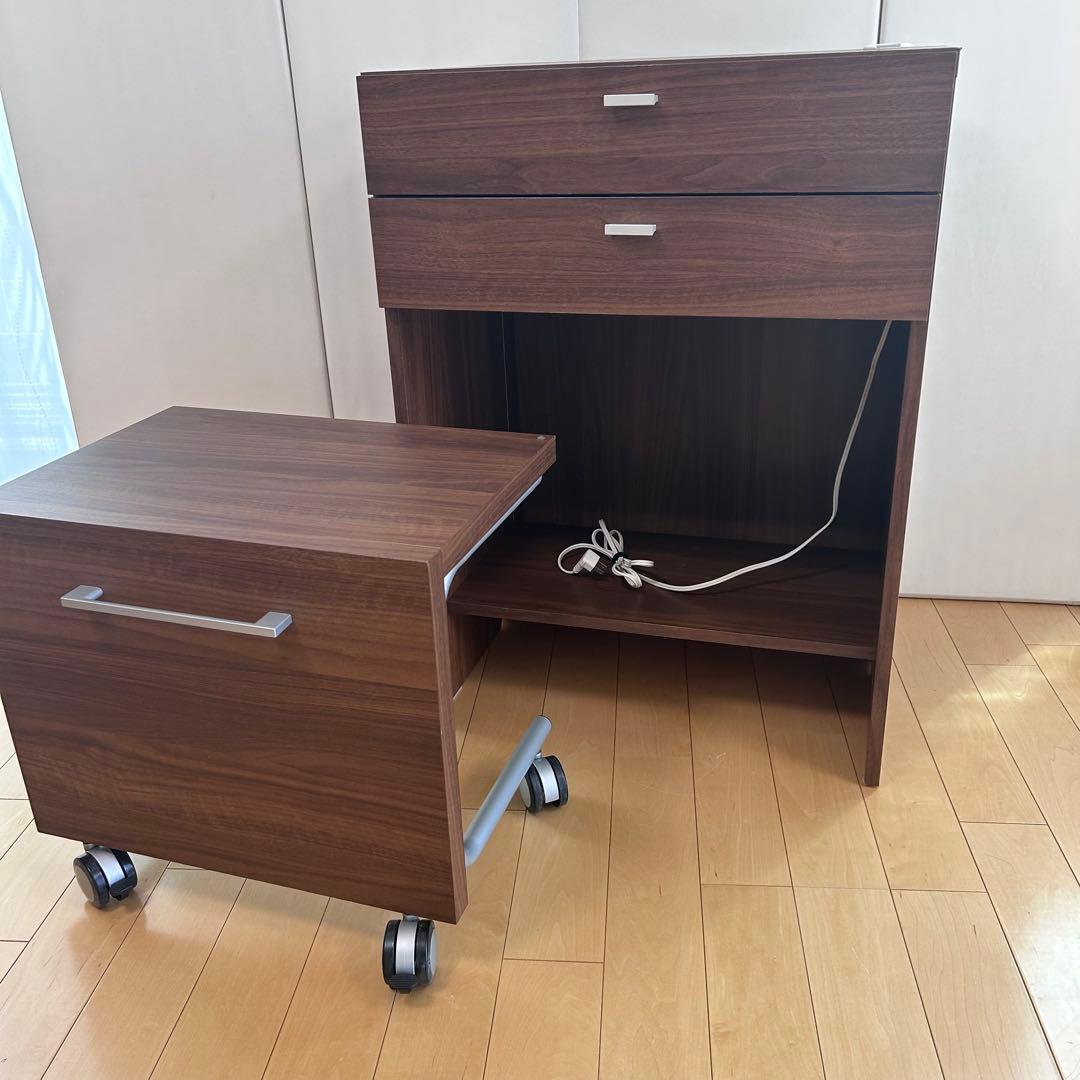 Pamouna パモウナ　プリンター収納　デスクチェスト　キャスター　パソコン置