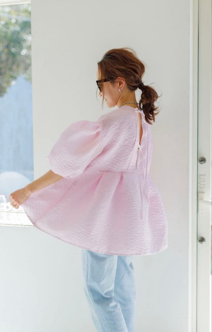 ♡一度のみ♡ ブルレア　シルキージャガードブラウス　ピンク38