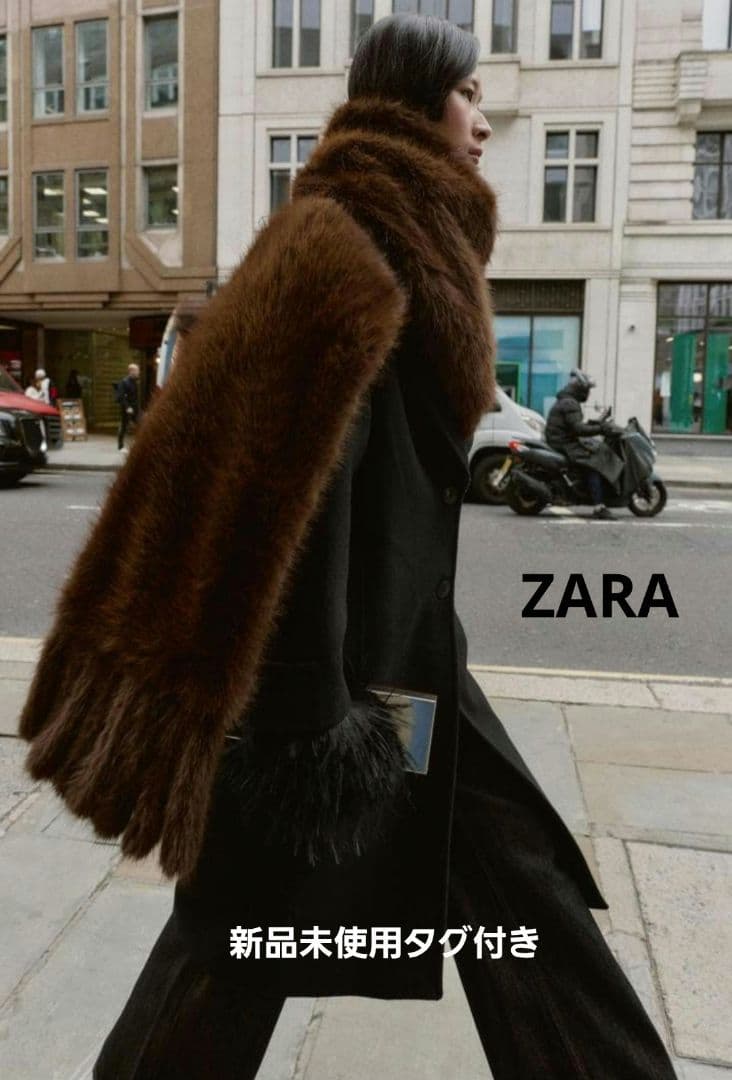ZARAフリンジつきフェイクファーマフラー⭐新品未使用タグ付き⭐完売品⭐
