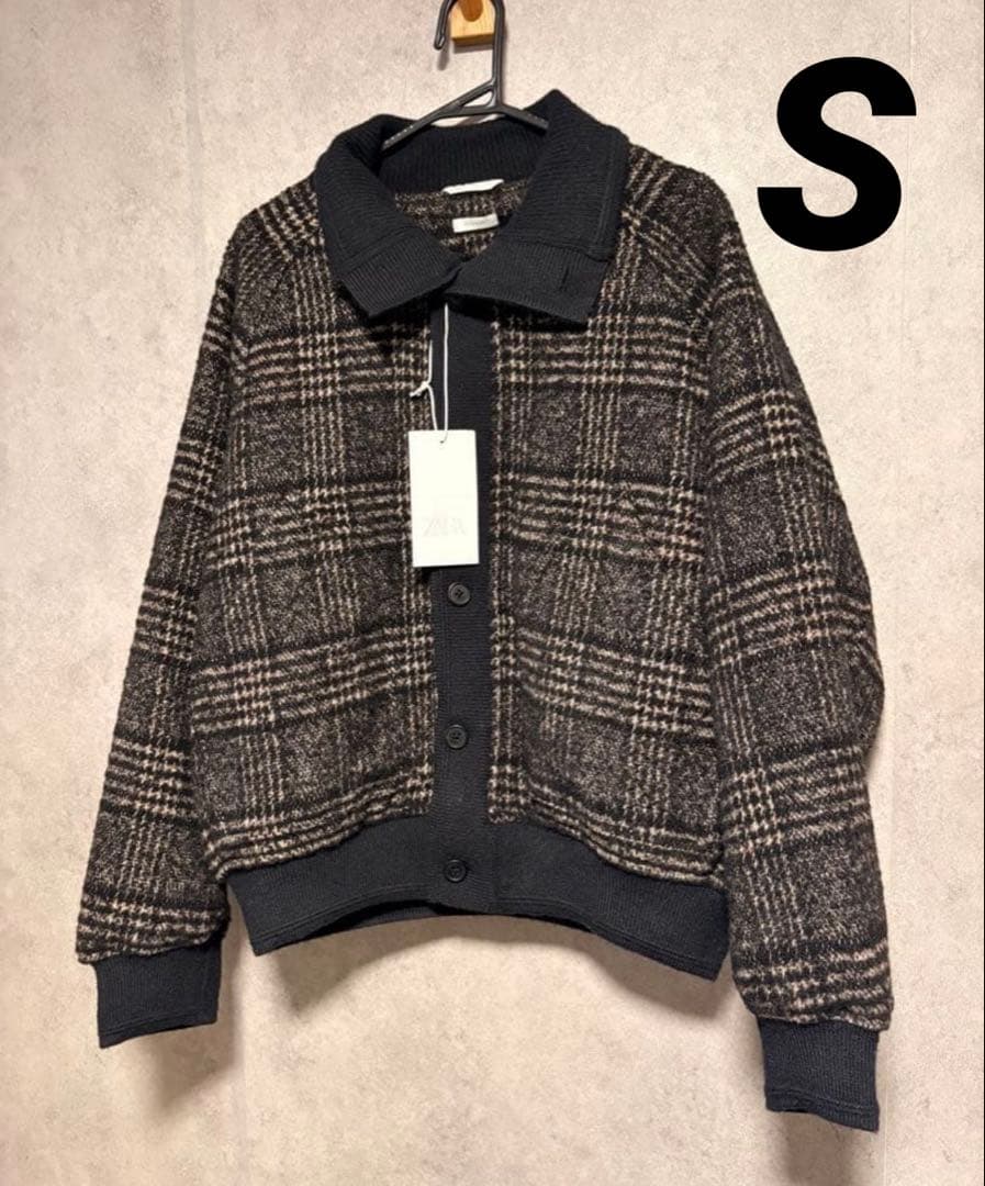 zara ザラ　リブ襟切り替えジャケット S