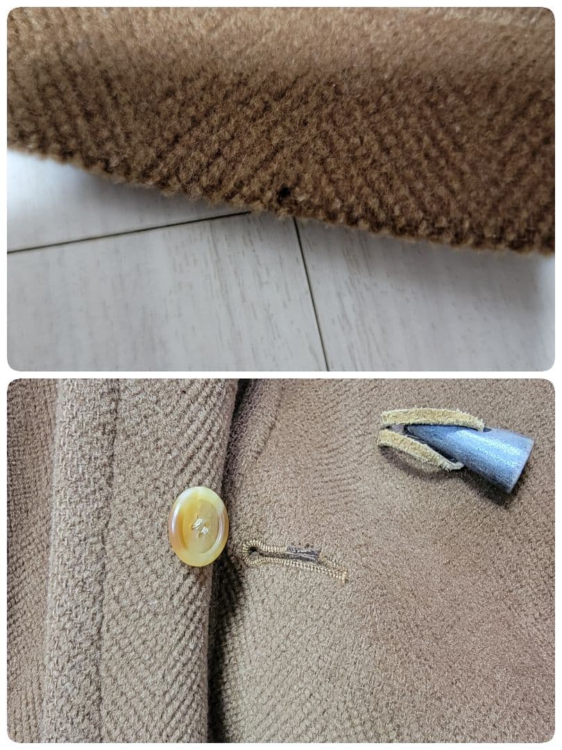 大きめ グレンフェル ムーアブルック生地 ヘリンボーンダッフルコート