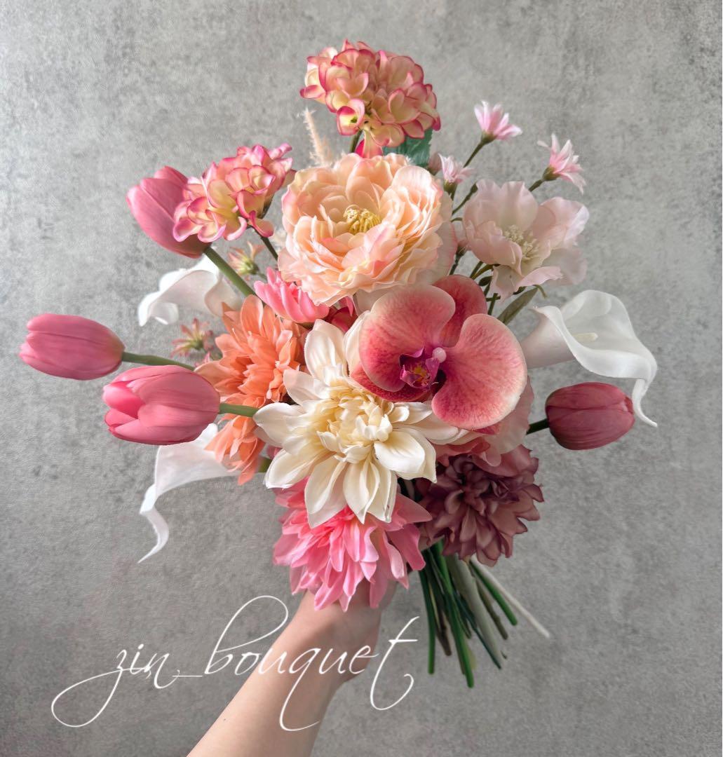 (ブートニアセット)ウェディングブーケ　アーティフィシャルフラワー