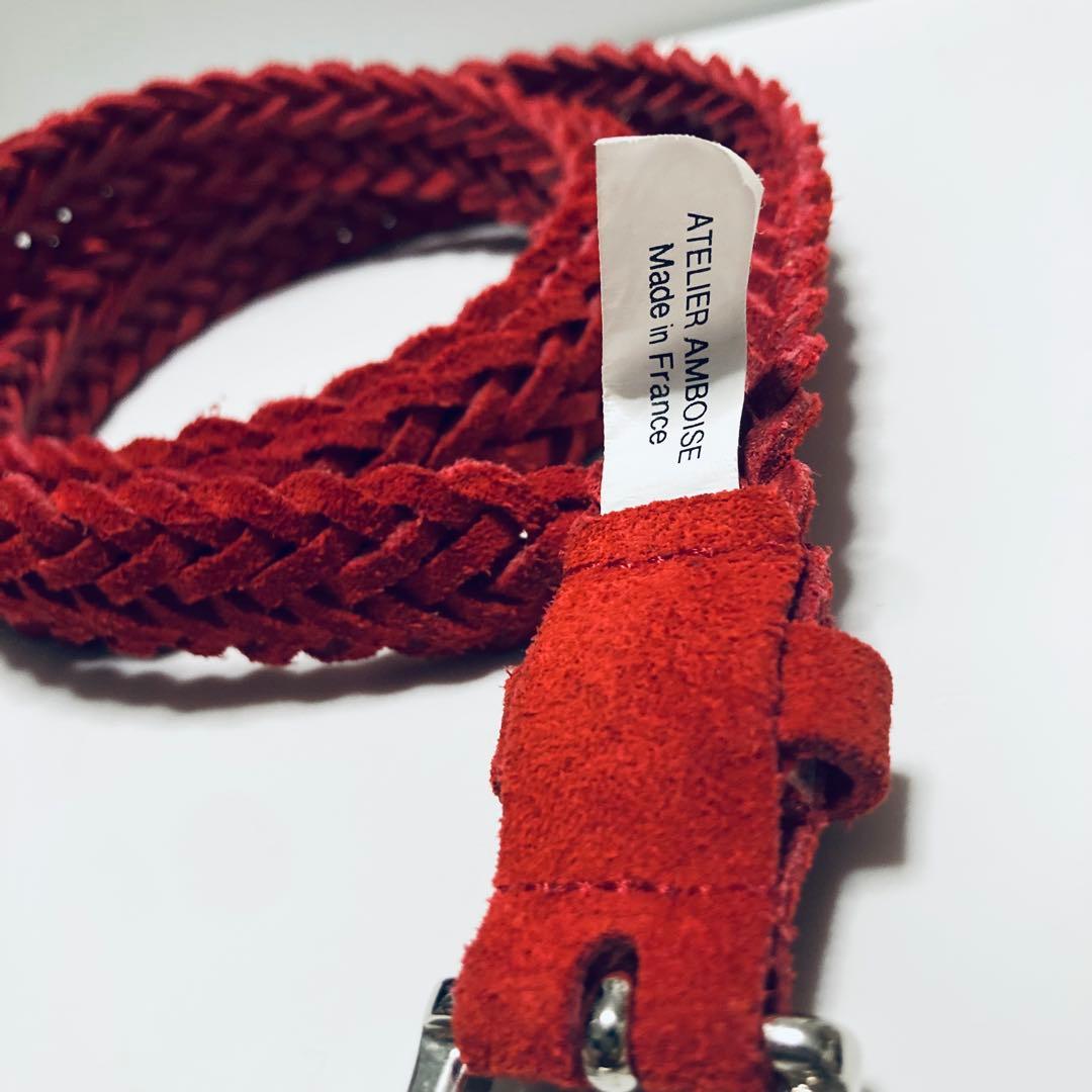 【美品 フランス製】スエード編み込みベルト ATELIER AMBOISE