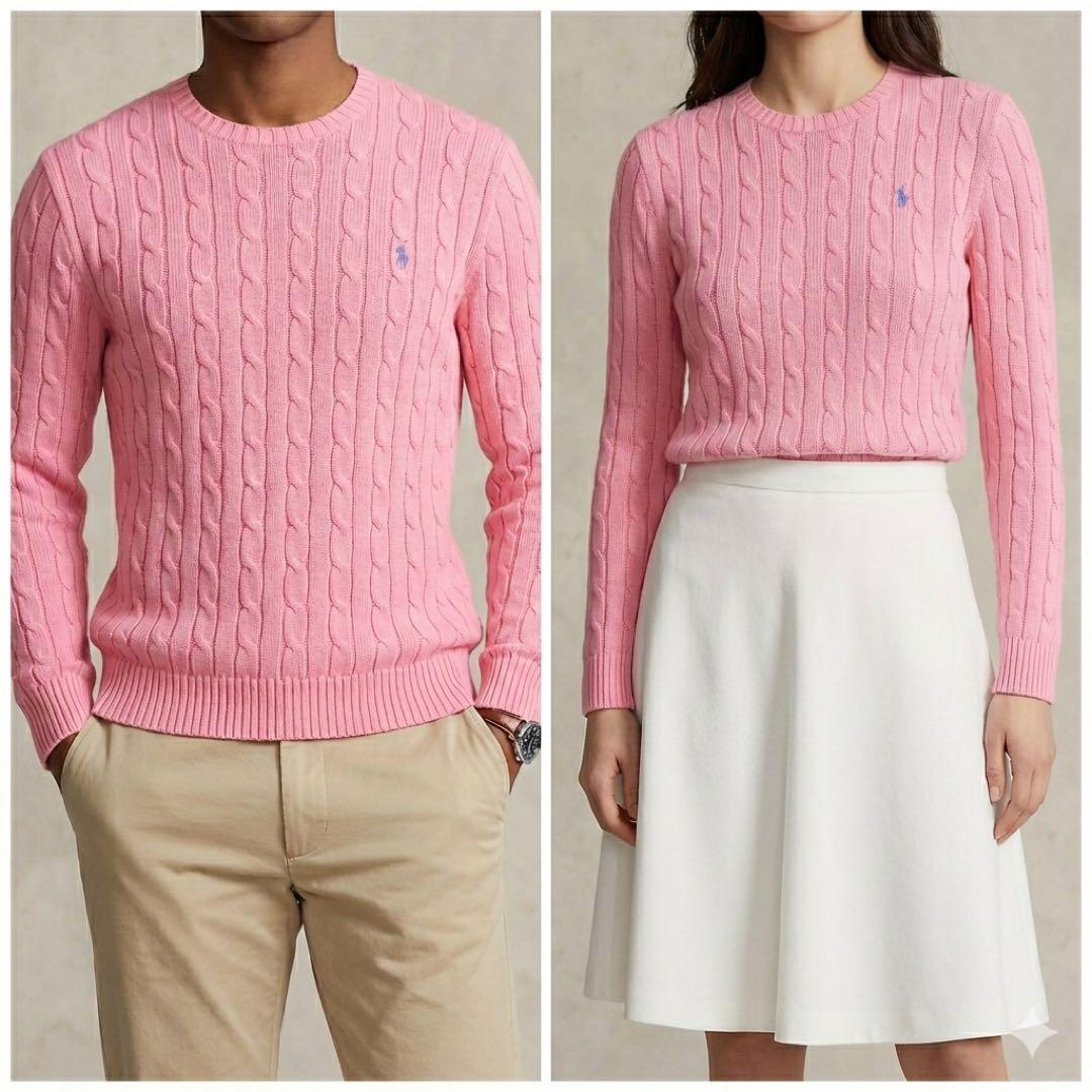 Polo by Ralph Lauren ピンク ケーブルニットセーター XL