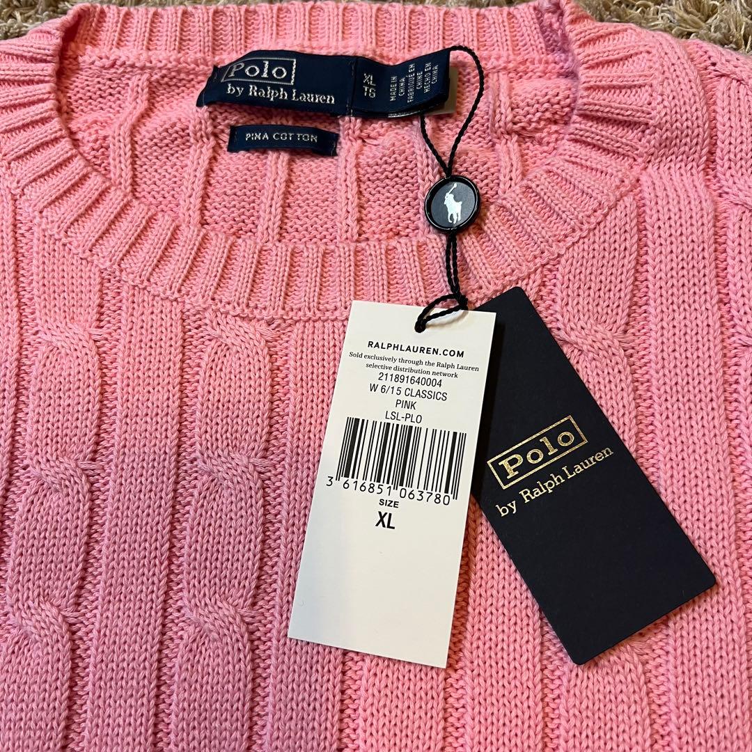 Polo by Ralph Lauren ピンク ケーブルニットセーター XL