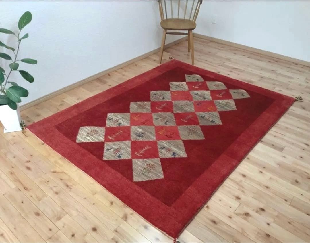 ペルシャ　アマレバフト　リビング　197×157 茜色　菱形　ノスタルジー