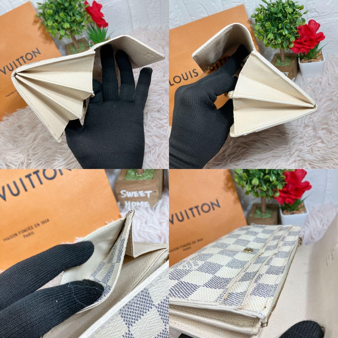 美品 ルイヴィトン ダミエ アズール ポルトフォイユ サラ レディース 長財布