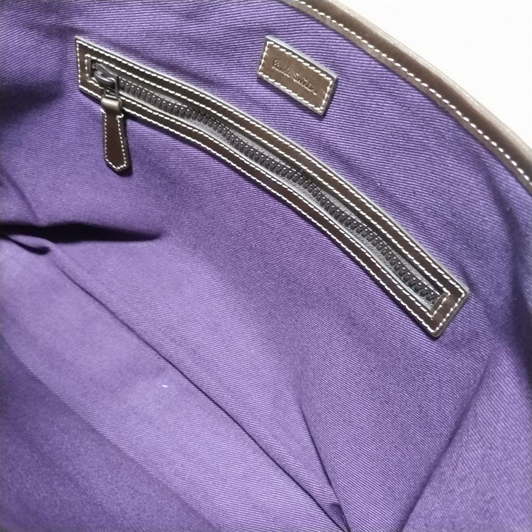 美品　ポールスミス　メッセンジャーバッグ　マルチストライプ　レザー　大容量