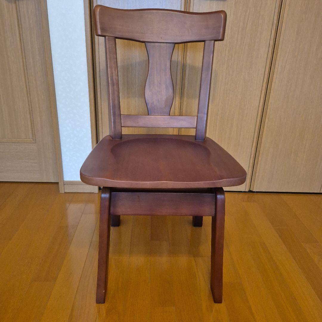 ブラウン 木製ダイニングチェア　回転式