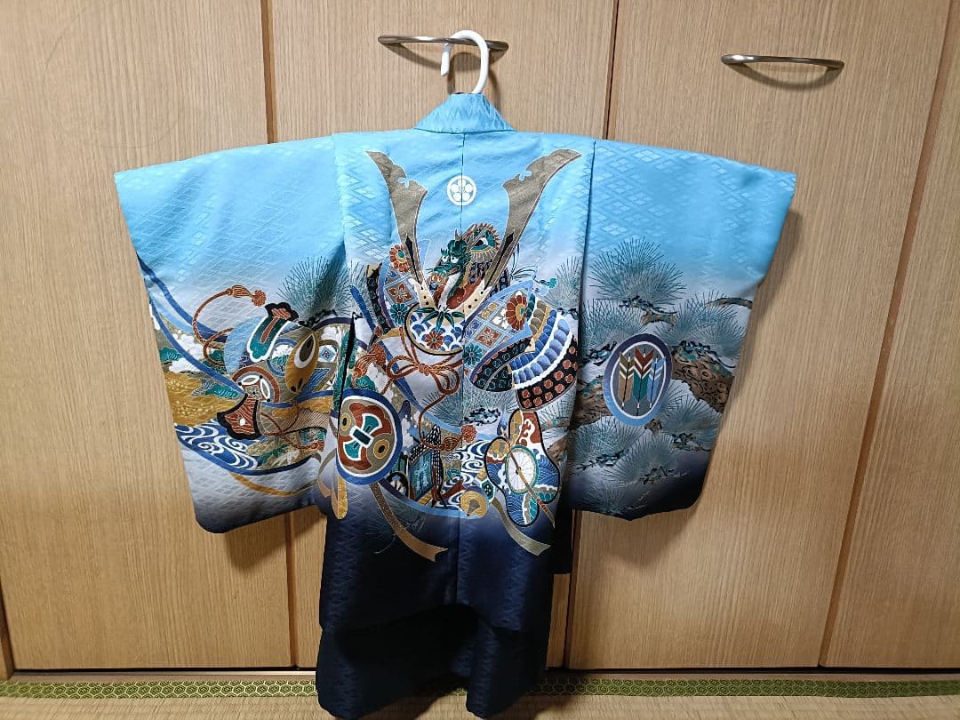 3歳 七五三用 着物セット 青と白のグラデーション