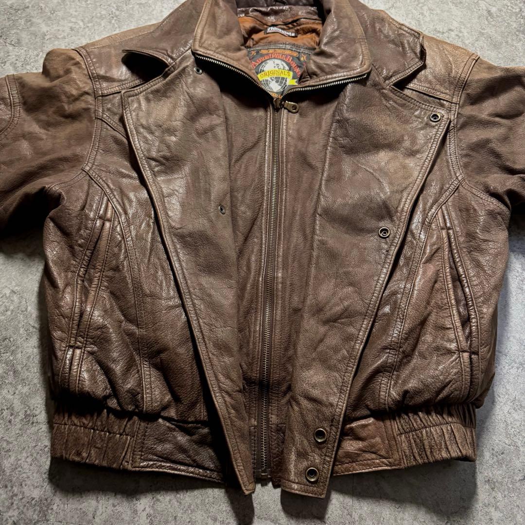 90s WILSON レザージャケット　セミダブルライダース　シンサレート　短丈