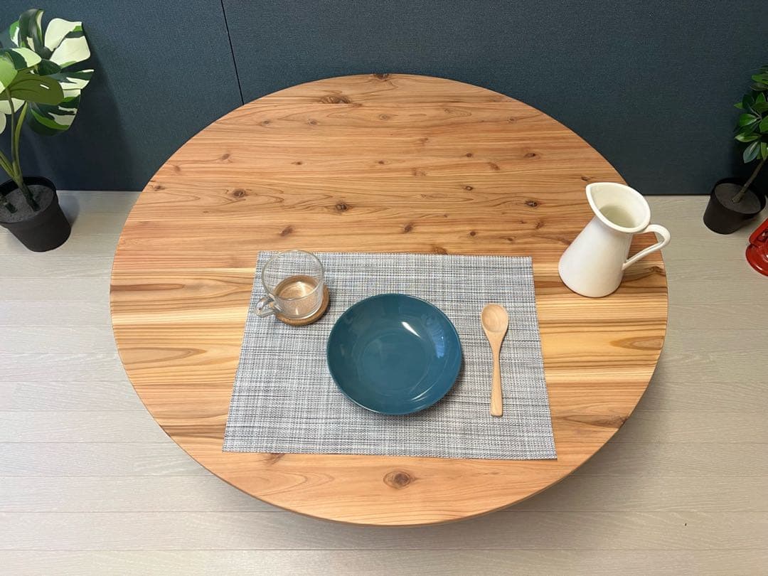 【送料無料】 ローテーブル 丸形 90cm 杉 ナチュラル 棚付き