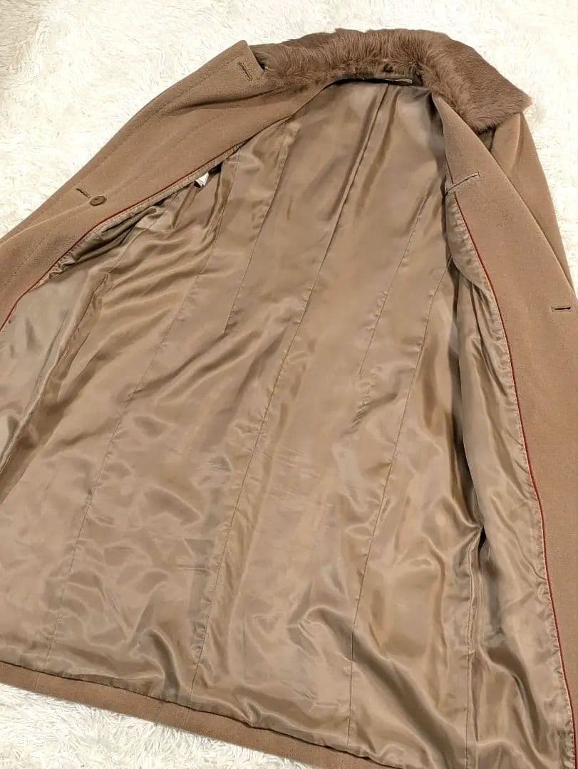 極美品 23区 アンゴラ混ロングコート 40 L ラビットファー 2WAY 茶