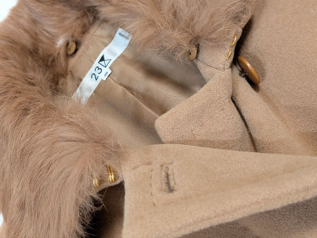 極美品 23区 アンゴラ混ロングコート 40 L ラビットファー 2WAY 茶