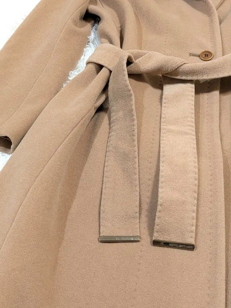 極美品 23区 アンゴラ混ロングコート 40 L ラビットファー 2WAY 茶