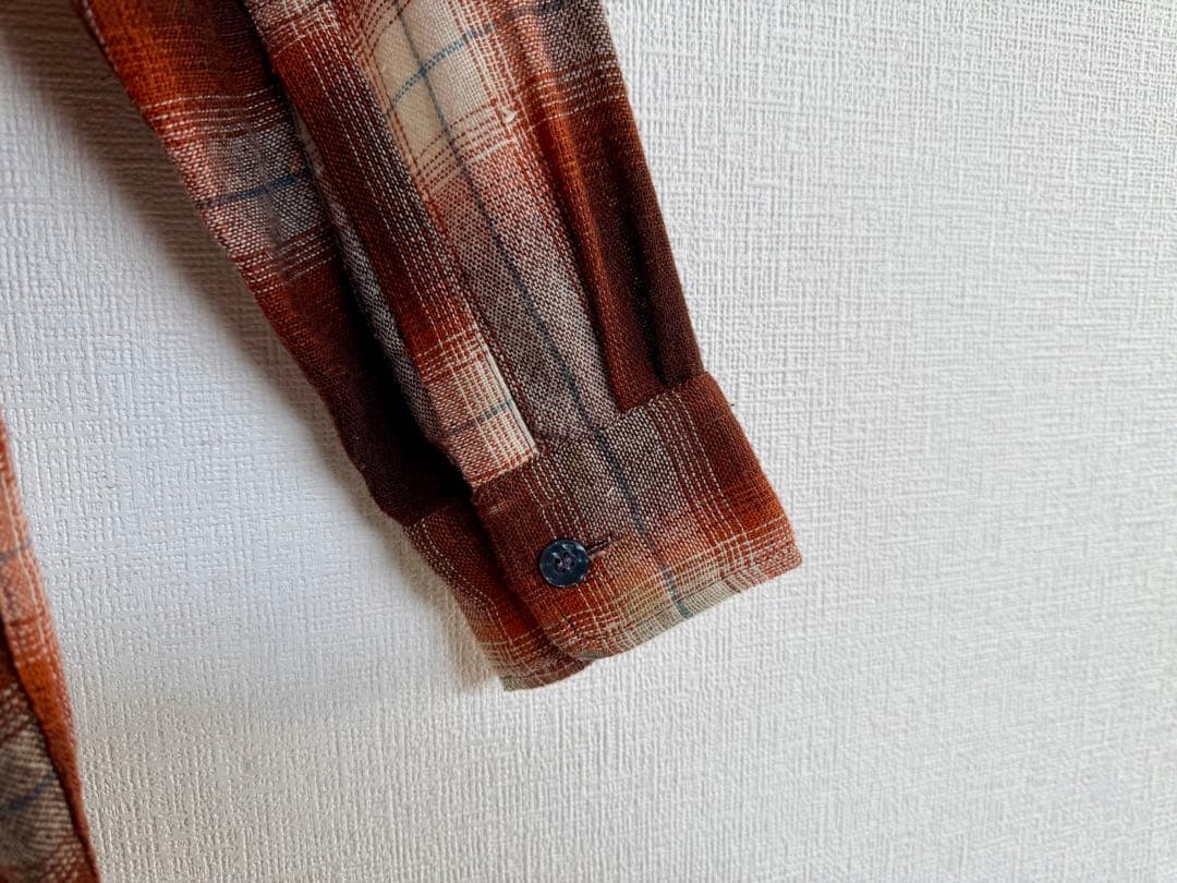 超スペシャル 60s モンゴメリーワード オンブレ ウール シャツ M ブラウン