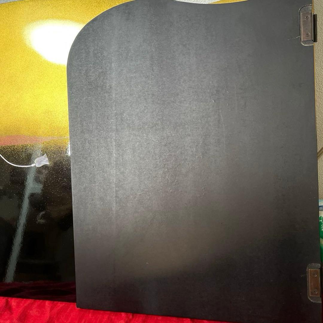 未使用　金彩　塗り　三曲 屏風　ひな祭り　インテリア 上品な屏風　15号　月の花