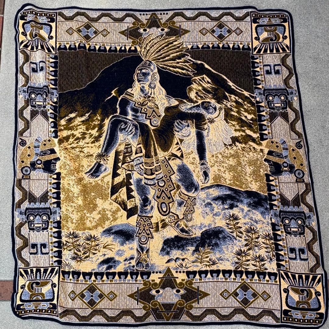 インディアンアート ラグ　ブランケット　182×212