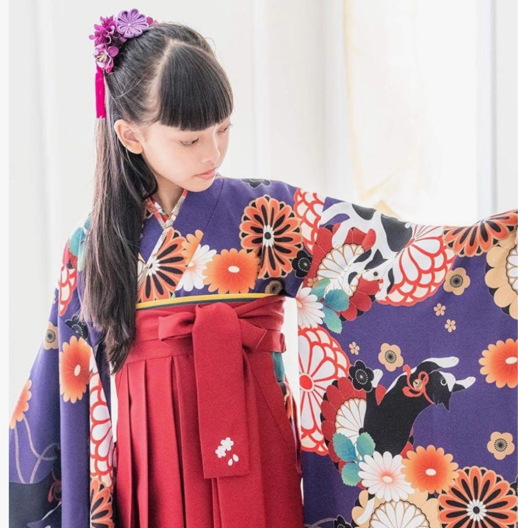 小学生 卒業式 女の子 袴セット キャサリンコテージ　簡単着付け140 手毬猫