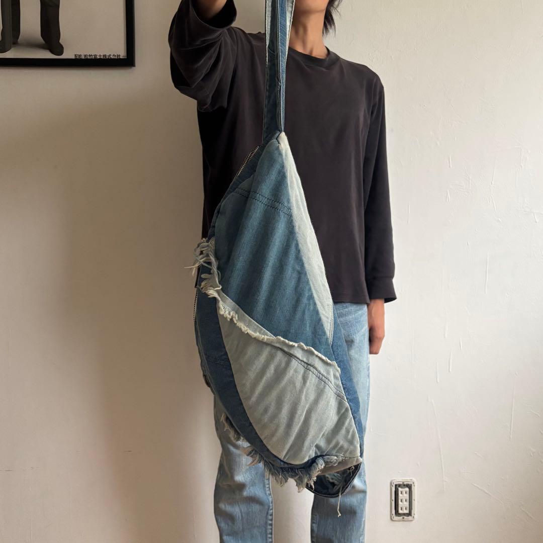 NOZOMI ISHIGURO 特大 デニム パッチワーク 加工 メッセンジャー