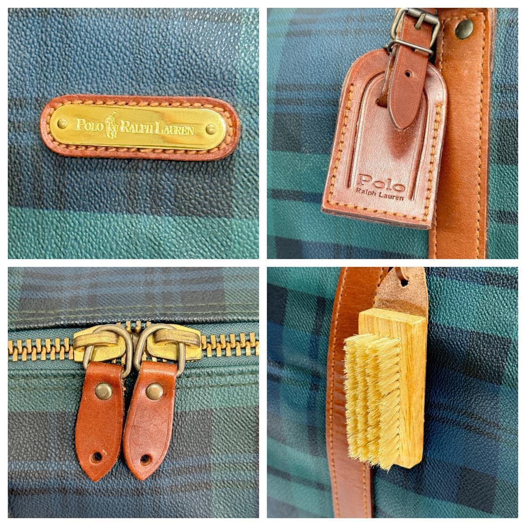 美品 ポロ ラルフローレン ボストンバッグ 2WAY グリーン チェック柄