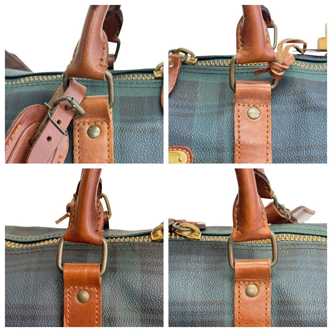 美品 ポロ ラルフローレン ボストンバッグ 2WAY グリーン チェック柄