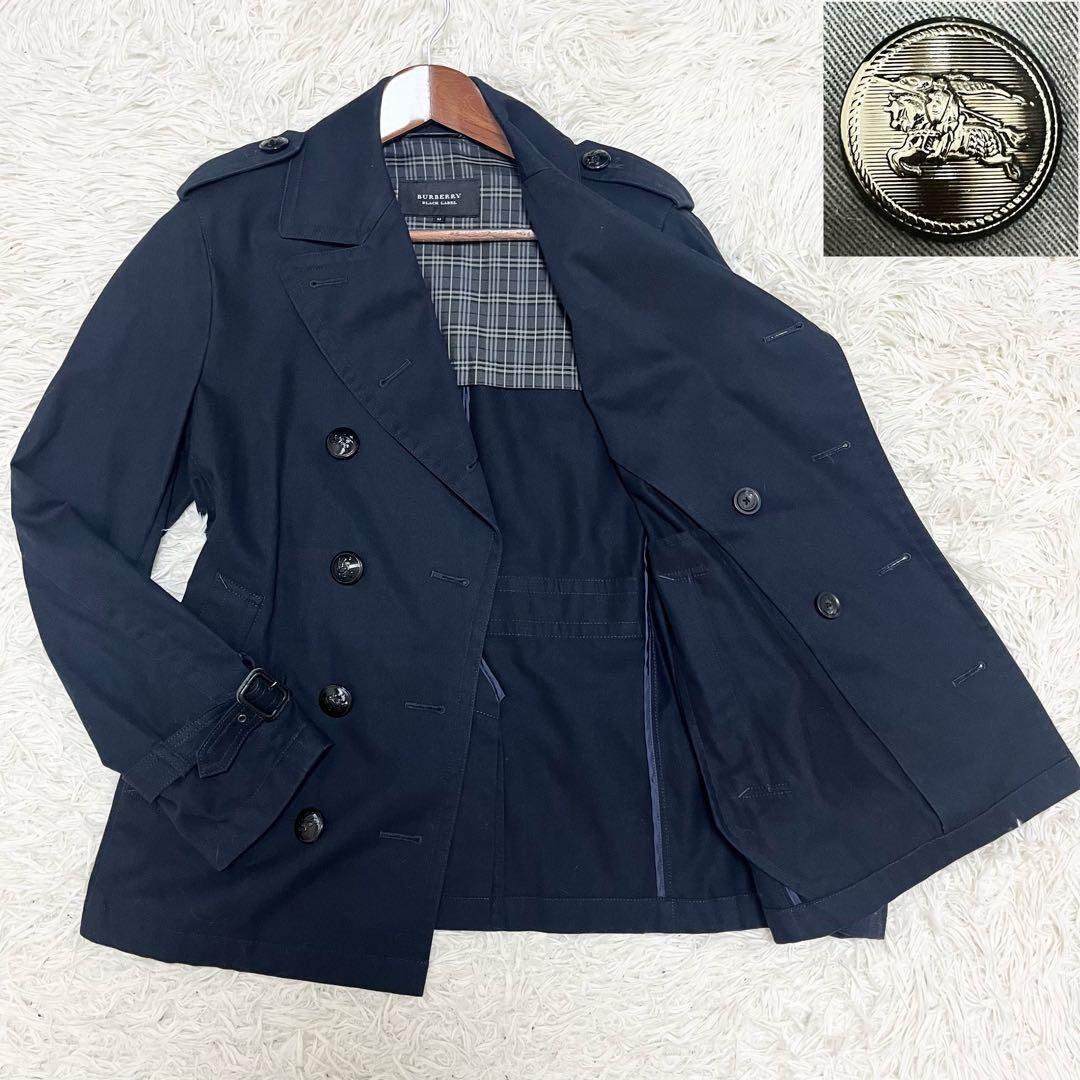美品✨バーバリーブラックレーベル ショートトレンチコート M 濃紺 メタルボタン