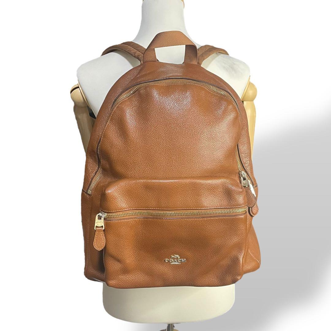 美品　A4 コーチ　リュック　バックパック　チャーリー　レザー　茶 ブラウン