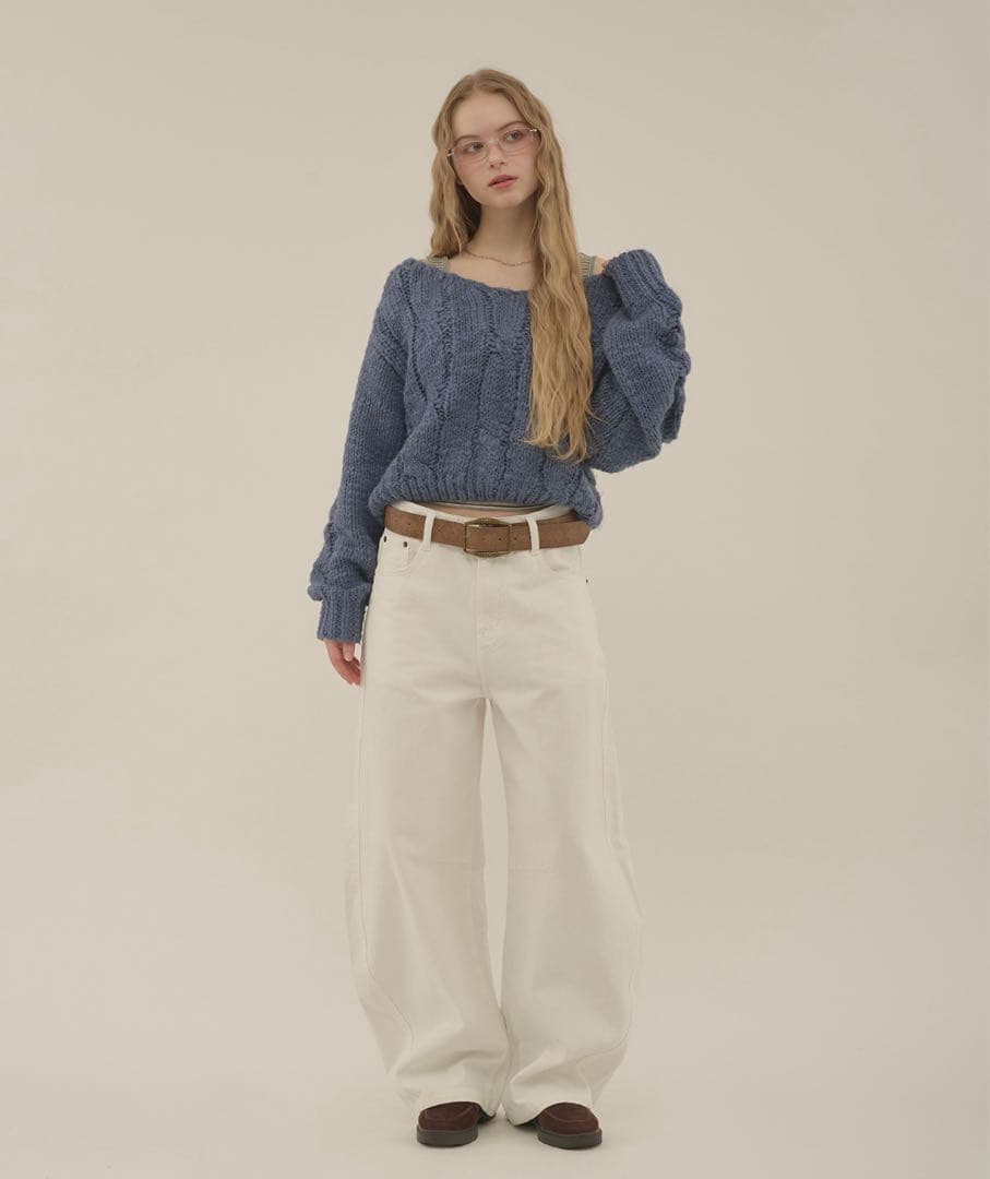 【hazyl 】 cable loose knit / ケーブルルーズニット