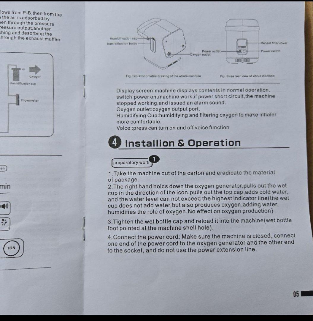 【未使用品】非医療用　酸素濃縮器　家庭用酸素発生吸入器　ZY-1S
