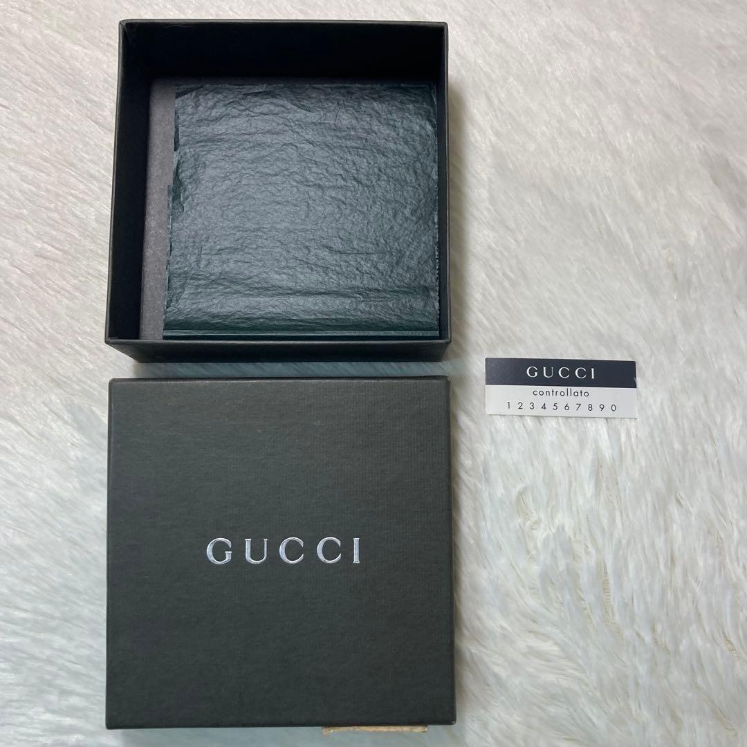 未使用保管 希少　GUCCI グッチ　二つ折り　黒　キャンバス　箱付き　付属　銀