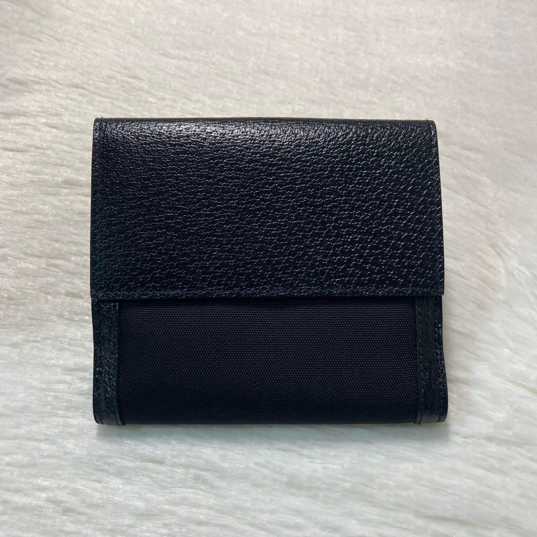 未使用保管 希少　GUCCI グッチ　二つ折り　黒　キャンバス　箱付き　付属　銀