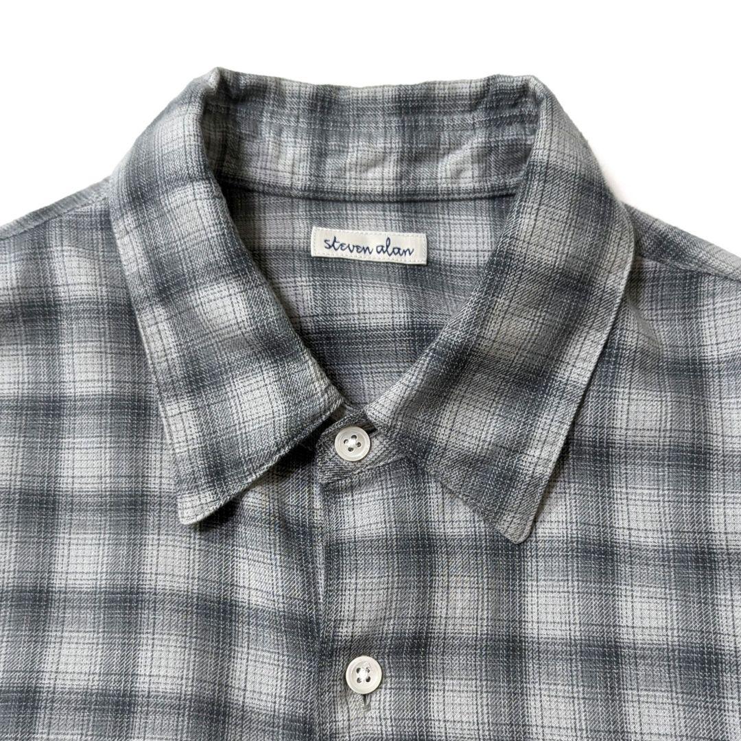 極美品★スティーブンアラン　オンブレチェックシャツ　М　グレー